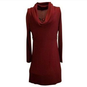 Burgundy long sleeve cowl neck dress